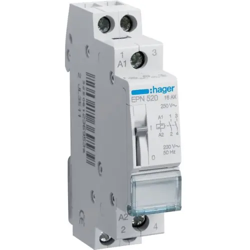 Hager EPN520 impulsrelais 2x maakcontact 16A 230V AC