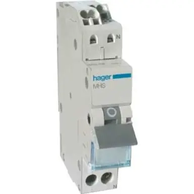 Hager MHS516 installatieautomaat 1p+N 16A B-karakteristiek 4,5kA Quickconnect