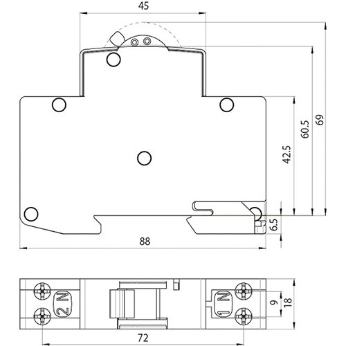 ETI 433000204 ETImat 1N B 16A 1mod. 1p+n 6kA