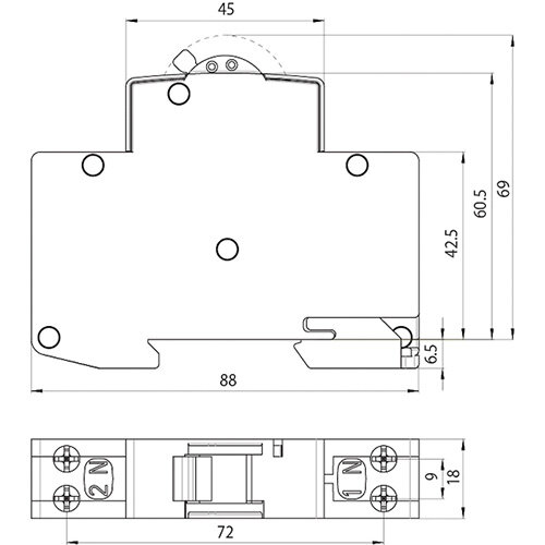 ETI ETIMAT B16 2191104 installatieautomaat 16A B-kar. 1p+N 6kA