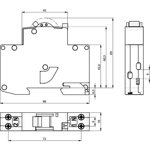 ETI 432000214 aardlekautomaat KZS-1M 16A 1p+N C-kar. 30ma 2175224