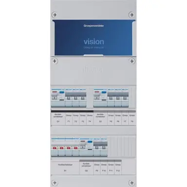 Hager VKG323L Vision groepenkast 3 fase 8 groepen 3 aardlekschakelaars en hoofdschakelaar