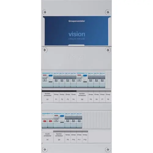 Hager VKG433E Vision groepenkast 1 fase 10 groepen 3 aardlekschakelaars en hoofdschakelaar