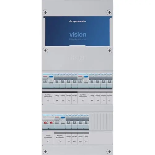 Hager VKG444E Vision groepenkast 1 fase 12 groepen 3 aardlekschakelaars en hoofdschakelaar
