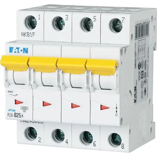 Eaton PLS6-B25/4-MW installatieautomaat 4-polig 25A B-karakteristiek 6kA 243063