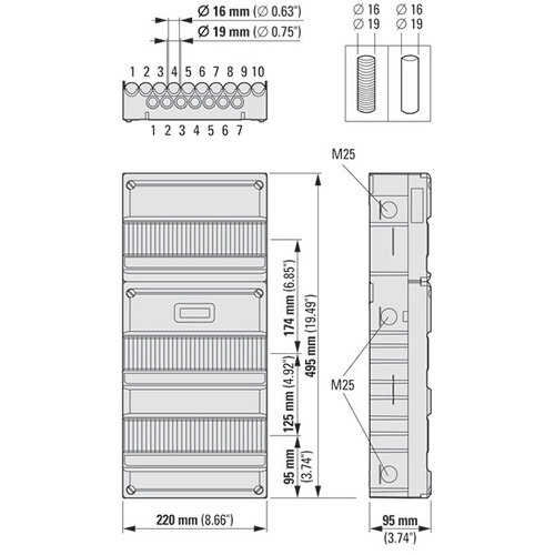 Eaton HT495-S94 groepenkast leeg Systeem 55 3x DIN-rail 495x220mm zwart 1968985