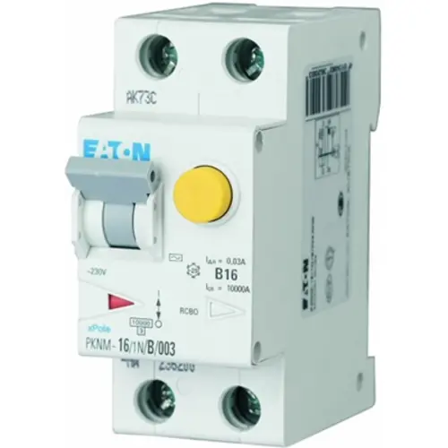 Eaton PKNM-16/1N/B/003-A-MW aardlekautomaat 16A 1p+N B-karakteristiek 30mA 10kA 236205