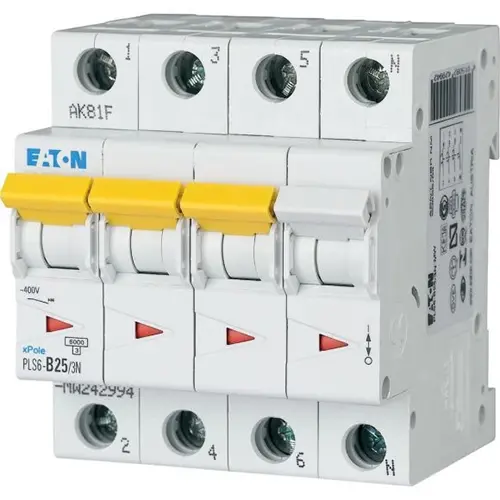 Eaton PLS6-B25/3N-MW installatieautomaat 3p+N 25A B-karakteristiek 6kA 242994