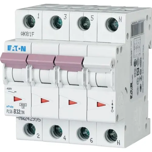 Eaton PLS6-B32/3N-MW installatieautomaat 3p+N 32A B-karakteristiek 6kA 242995