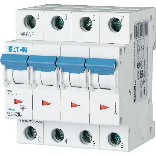 Eaton PLS6-C20/3N-MW installatieautomaat 4-polig 20A C-karakteristiek 6kA 243019