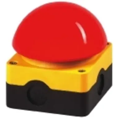 Eaton FAK-R/V/KC02/IY slagdrukknop NOOD-UIT rood/geel opbouw 2xverbreek contact + onderkast 256790