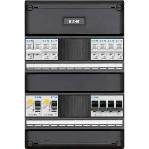 Eaton I-62V14F0-HS-64 groepenkast 3-fase 6 groepen + fornuisgroep 2-aardlekschakelaars en hoofdschakelaar