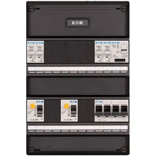 Eaton I-42V340T-HS-64 groepenkast 3-fase 4 groepen 2-aardlekschakelaars beltrafo en hoofdschakelaar