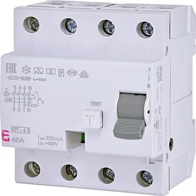 ETI 432000077 aardlekschakelaar Selectieve bescherming EFI-4 40A 300mA 4P
