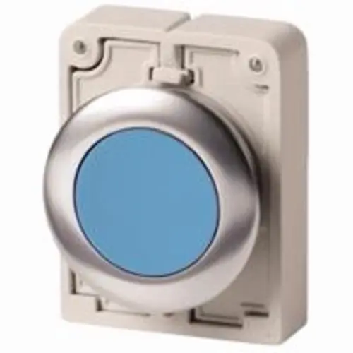 Eaton M30I-FD-B drukknop 30mm rvs vlak blauw t