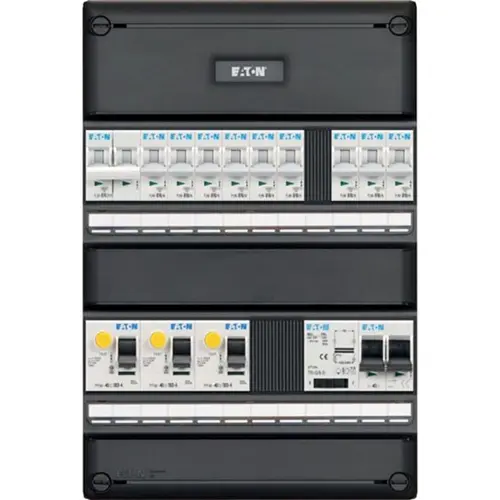 Eaton I-93G14FT-HS-64 groepenkast 1-fase 9 groepen + fornuisgroep + beltrafo 3-aardlekschakelaars en hoofdschakelaar