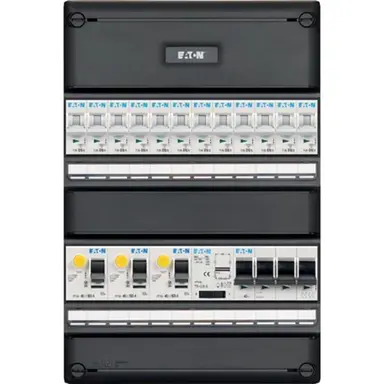 Eaton I123V340T-HS-64 groepenkast 3-fase 12 groepen + beltrafo 3-aardlekschakelaars en hoofdschakelaar