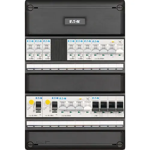 Eaton I-62VX36K0-HS-64-3PV groepenkast 3 fase 6 groepen + 2x aardlekautomaat 3p+N 2xaardlekschakelaar en hoofdschakelaar