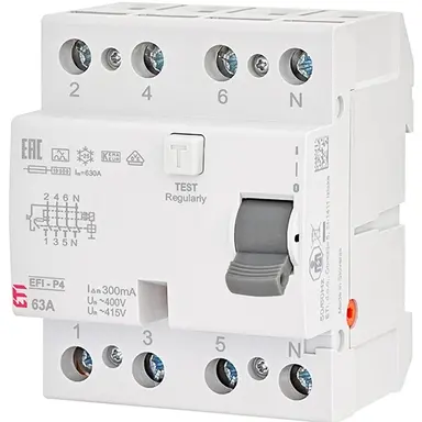 ETI 432000374 aardlekschakelaar EFI-P4 63A 300mA 4p 2061533