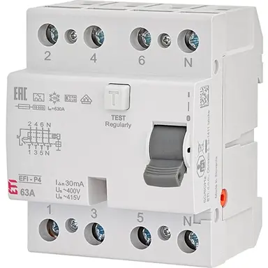 ETI 432000354 aardlekschakelaar EFI-P4 63A 30mA 4p 2061513