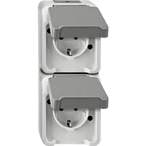 Schneider MTN2329-8029 Aquastar opbouw wandcontactdoos 2-voudig verticaal grijs