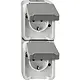 Schneider MTN2329-8029 Aquastar opbouw wandcontactdoos 2-voudig verticaal grijs