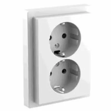 Schneider MTN2420-6535 Systeem D wandcontactdoos 2-voudig randaarde kindveilig voor enkele inbouwdoos lotuswit