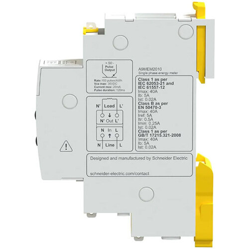 Schneider A9MEM2010 Kwh-meter analoog 1p+N In-40A 1-fase met pulsuitgang