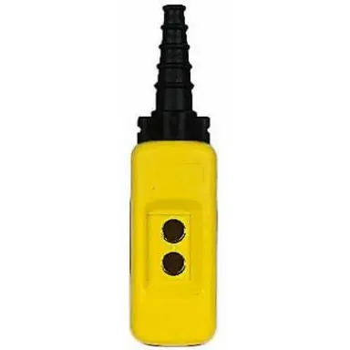 Schneider XACA02 hangdrukknopkast leeg 2-gats verticaal geel