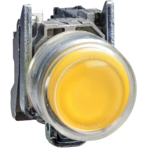 Schneider XB4BP51 drukknop terugvering ongemarkeerd 22mm geel 1xNO contact