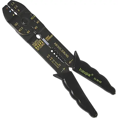 Haupa 210802 krimptang voor geïsoleerde kabelschoenen met draadknipper-stripper