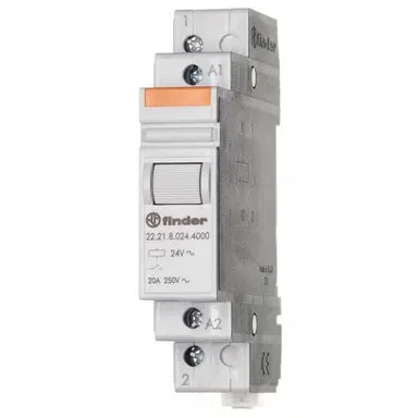 Finder 22.21.8.024.4000 installatierelais nom.spanning spoel 24V AC 250V/20A 1x NO contact