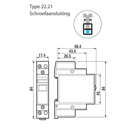 Finder 22.21.8.230.4000 installatierelais nom.spanning spoel 230V AC 250V/20A 1x NO contact