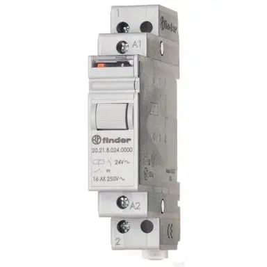 Finder 20.21.8.024.4000 impulsrelais modulair 16A type2 1-maakcontact AC50/60Hz 24V AgSnO2