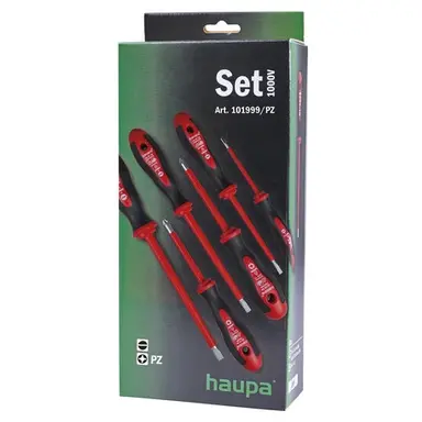 Haupa 101999/PZ schroevendraaierset 6 delig VDE 1000V sleuf en Pozidriv