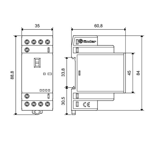 Finder 22.34.0.024.4340 magneetschakelaar 25A AC 50/60Hz 4x maakcontact 24V-spoelspanning AgSnO2