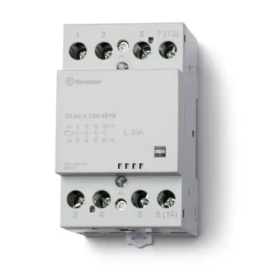Finder 22.64.0.230.4310 magneetschakelaar 63A AC 50/60Hz 4x maakcontact 230V-spoelspanning AgSnO2