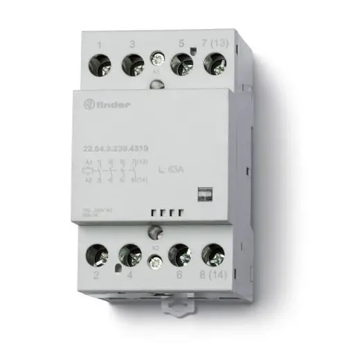 Finder 22.64.0.230.4310 magneetschakelaar 63A AC 50/60Hz 4x maakcontact 230V-spoelspanning AgSnO2