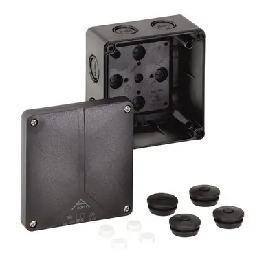 Spelsberg Abox-i 060-L/sw kabeldoos met 4 M25 dubbele membraaninvoeringen 110 x 110 x 67 mm IP65 zwart