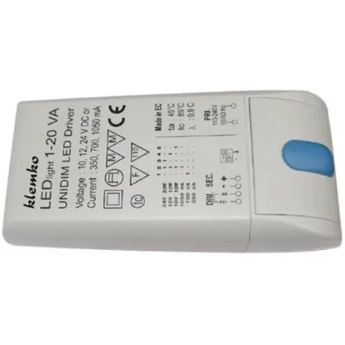 Klemko LED-DRV-20D2 Lumiko 876809 LED driver constante stroom 350,500,700,1200mA 1-10V dimbaar