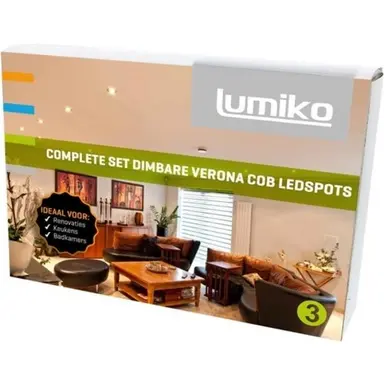 Klemko VERONA-COB-KIT3 Lumiko Verona COB set 3xLED aluminium + driver en aansluitmateriaal 863854