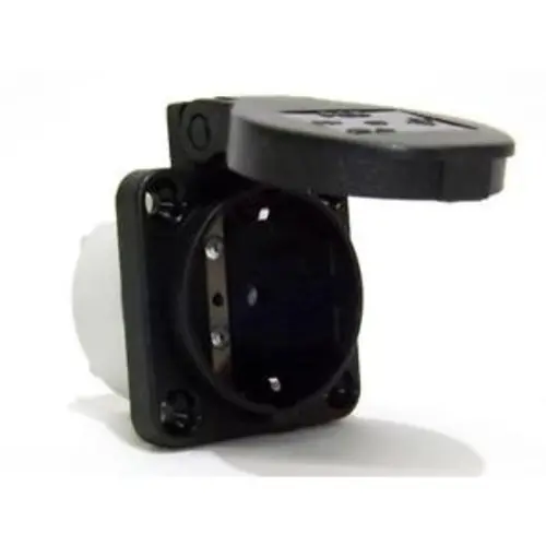 PCE 105-0SS wandcontactdoos met randaarde en klapdeksel 1-voudig 50 x 50 mm IP54 zwart