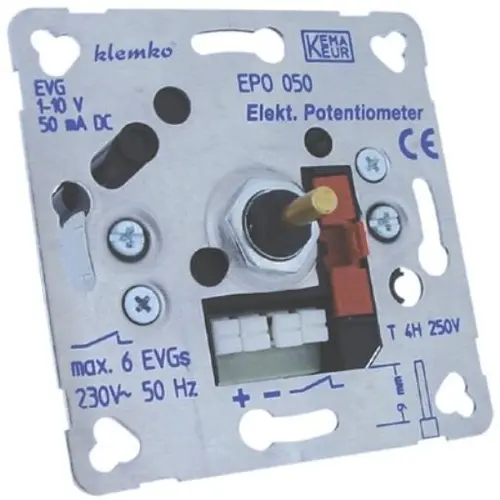 Klemko POT-MTR-INB/K potentiometer 1-10 Volt + schakelaar inbouwsokkel 871740