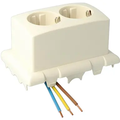 Attema AT2183 LU lasdoosdeksel met 2-voudig randaarde wandcontactdoos creme