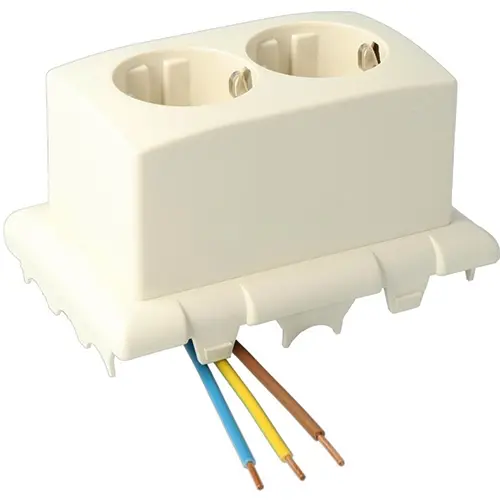 Attema AT2183 LU lasdoosdeksel met 2-voudig randaarde wandcontactdoos creme