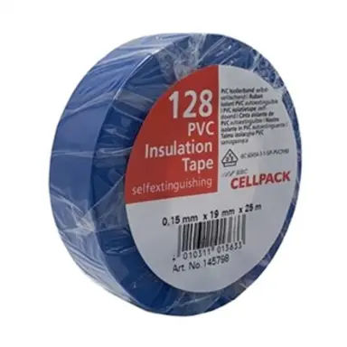 Cellpack TAPE128 19 BL tape serie128 19mm x 25mtr d=0.15mm blauw