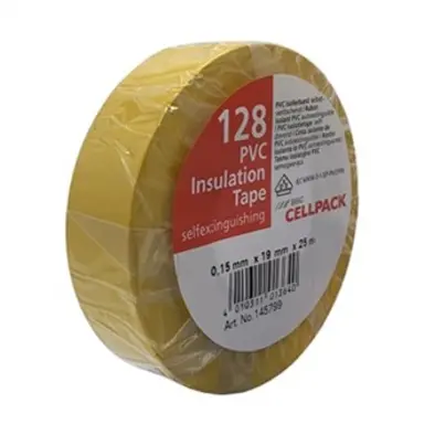 Cellpack TAPE128 19 GE tape serie128 19mm x 25mtr d=0.15mm geel