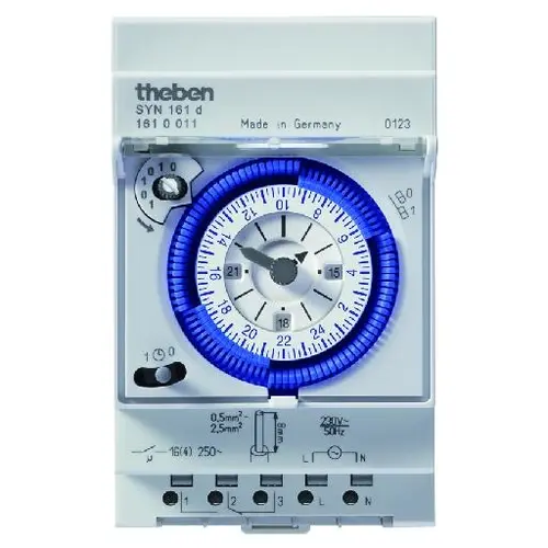 Theben 1610011 SYN 161 d analoge schakelklok 24 uurs segmentschijf wissel 3 mod