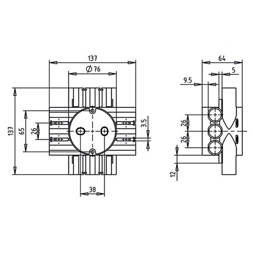Attema AT1004 centraaldoos rond plafond 12 combi-tuiten 16-19mm CHR60R