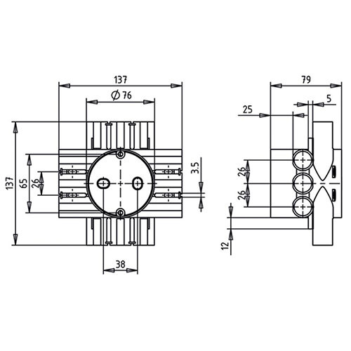 Attema AT1006 centraaldoos brandwerend rond plafond 12 combi-tuiten 16-19mm CH75R-BW